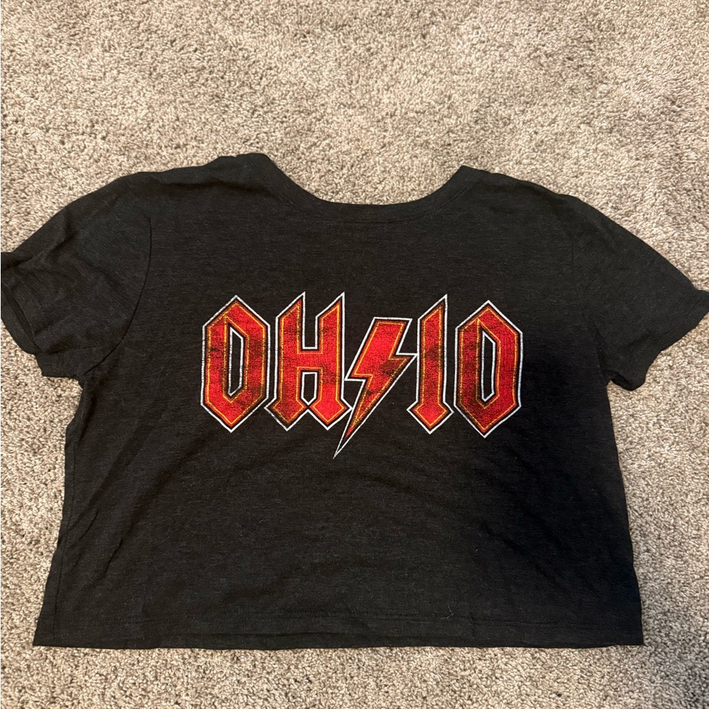 Black OH/IO Graphic Crop Tee